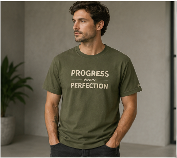 Round Neck | Regular Sleeve |  Daily Wear Tshirt | Progress over Perfection