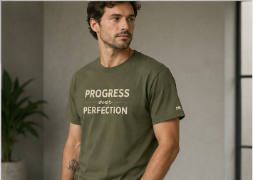 Round Neck | Regular Sleeve |  Daily Wear Tshirt | Progress over Perfection